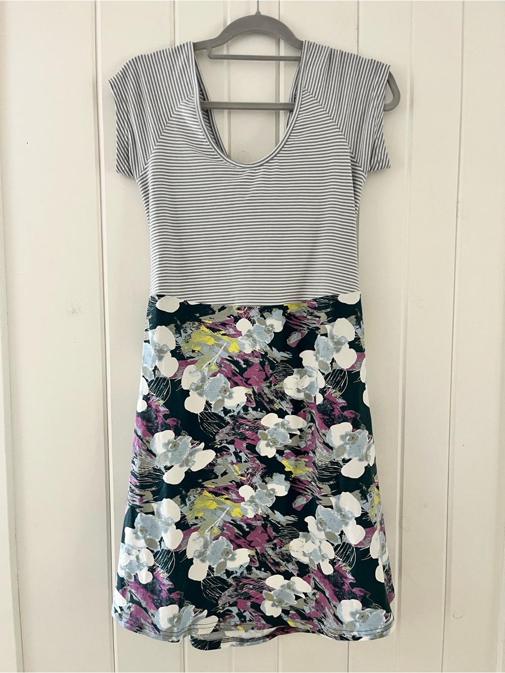 Pact Striped & Floral Dress, Sz L, NWOT (P2P 17”)